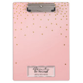 Roze en gouden Stippen Elegant Chic Glam op maat Klembord (Voorkant)