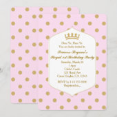 Roze en gouden Stippen Royal Crown Princess Kaart (Voorkant / Achterkant)