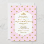 Roze en gouden Stippen Royal Crown Princess Kaart (Voorkant)