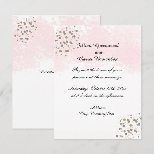 Roze en gouden Stippen Weddenschappen Kaart (Voorkant / Achterkant)