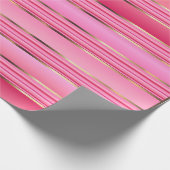 roze en gouden strepen cadeaupapier (Hoek)