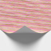 Roze en gouden strepen cadeaupapier (Hoek)