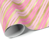 Roze en gouden strepen cadeaupapier (Rol Hoek)