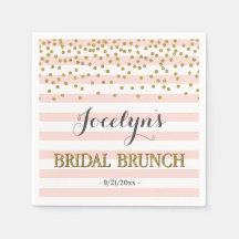 Roze en gouden strepen Confetti Bruids Brunch