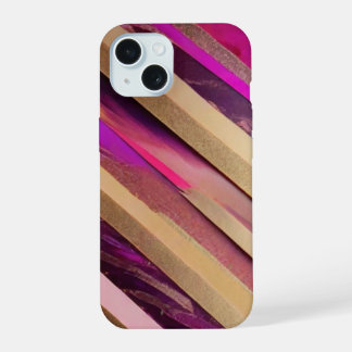 Roze en Gouden Strepen Hoesje iPhone 15 Case