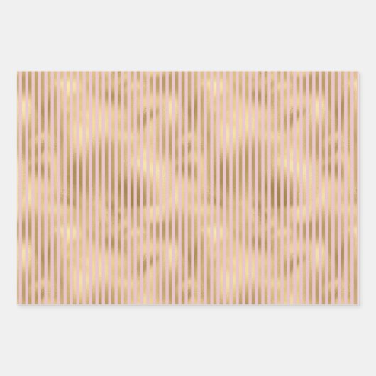 Roze en gouden strepen inpakpapier vel (Voorkant)