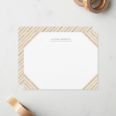 Roze en gouden strepen Monogrammed briefpapier Notitiekaartje (Voorkant / Achterkant in situ)