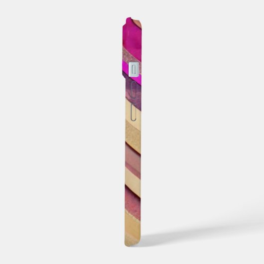 Roze en Gouden Strepen Telefoon Case iPhone 15 Case (Linkerkant)