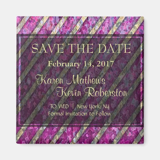 Roze en gouden strips magneet (Voorkant)