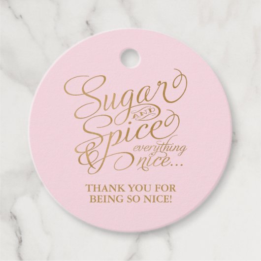 Roze en Gouden Suiker en Kruid Dank u Bedankjes Labels (Voorkant)