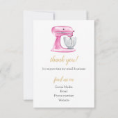 Roze en Gouden Taart Bakkerij Flat Dank u kaart (Achterkant)