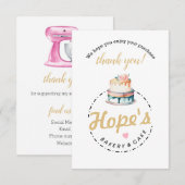 Roze en Gouden Taart Bakkerij Flat Dank u kaart (Voorkant / Achterkant)