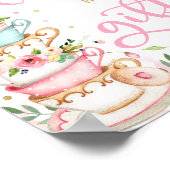 Roze en gouden theekkaarten voor theepartijen en c poster (Hoek)