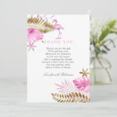 Roze en gouden tropische Baby showers Bedankt (Staand voorkant)