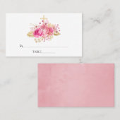 Roze en gouden tropische bloem plaatskaartje (Voorkant / Achterkant)