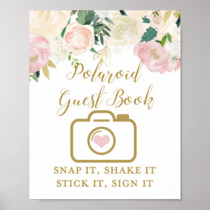 Roze en Gouden Trouw Bruiloft Bord Poster