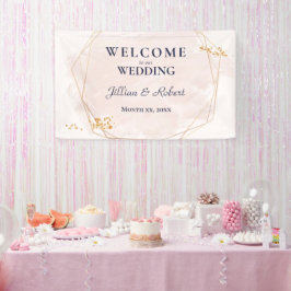 Roze en Gouden Trouwbanner Spandoek
