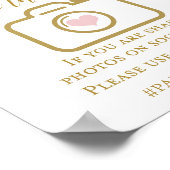 Roze en Gouden Trouwfeest Bord Poster (Hoek)