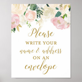 Roze en Gouden Trouwfeest Bord Poster