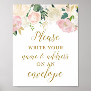 Roze en Gouden Trouwfeest Bord Poster