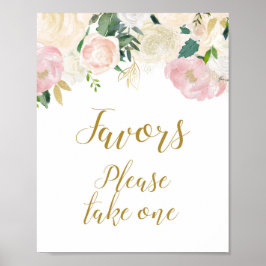 Roze en Gouden Trouwfeest Bord Poster