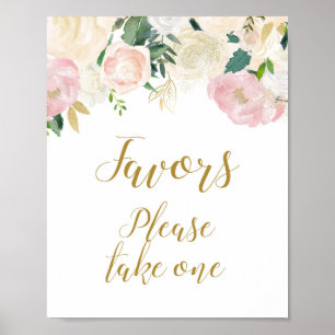 Roze en Gouden Trouwfeest Bord Poster