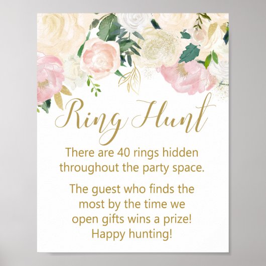 Roze en Gouden Trouwfeest Bord Poster (Voorkant)