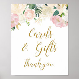Roze en Gouden Trouwfeest Bord Poster