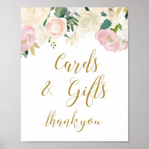 Roze en Gouden Trouwfeest Bord Poster