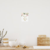 Roze en Gouden Trouwfeest Bord Poster (Keuken)