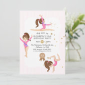 Roze en Gouden Turnen Verjaardagsfeest Uitnodiging (Staand voorkant)