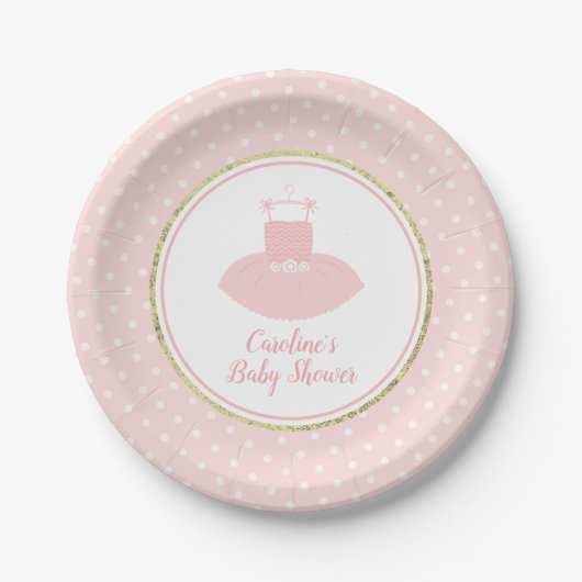 Roze en gouden Tutu Baby shower Papieren Bordje (Voorkant)