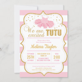 Roze en Gouden Tutu Baby shower Uitnodiging voor M
