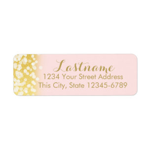 Roze en gouden Twinkle Lights Etiket
