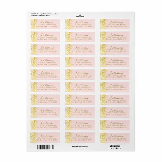 Roze en gouden Twinkle Lights Etiket (Full Sheet)