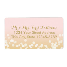 Roze en gouden Twinkle Lights Etiket