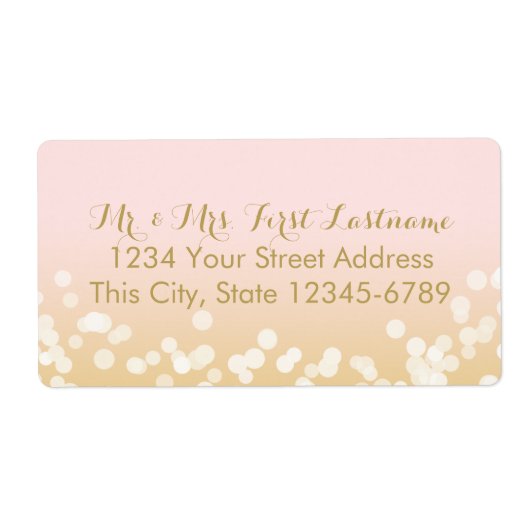 Roze en gouden Twinkle Lights Etiket (Voorkant)