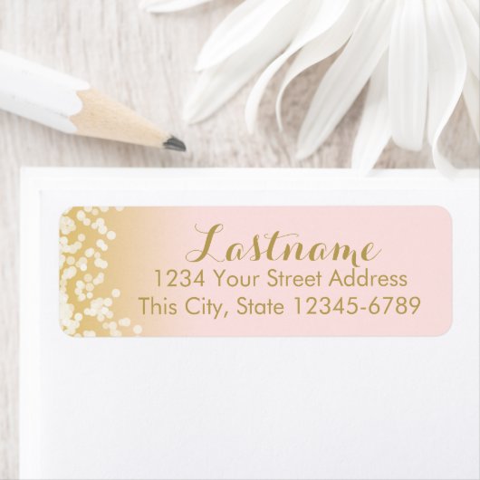 Roze en gouden Twinkle Lights Etiket (Insitu)