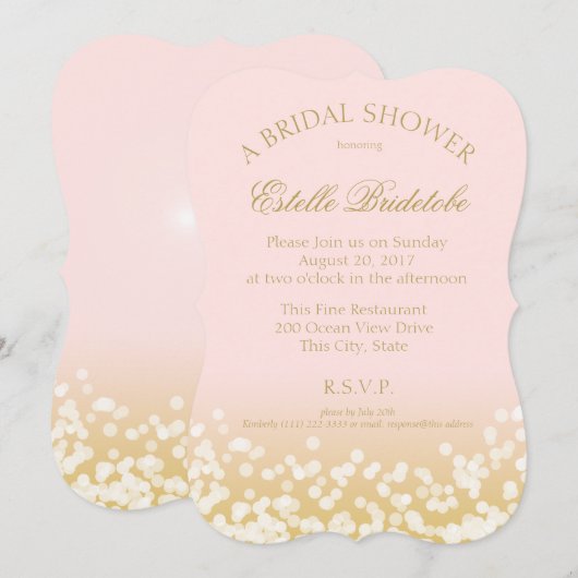 Roze en Gouden Twinkle Vrijgezellenfeest Kaart (Voorkant / Achterkant)