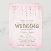 Roze en gouden uitnodiging tot weduwschap (Voorkant / Achterkant)