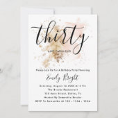 Roze en Gouden Uitnodiging voor 30e Verjaardag (Voorkant)
