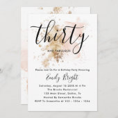Roze en Gouden Uitnodiging voor 30e Verjaardag (Voorkant / Achterkant)