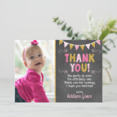 Roze en gouden verjaardag Hartelijk dank | Chalkbo Bedankkaart (Staand voorkant)