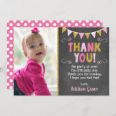 Roze en gouden verjaardag Hartelijk dank | Chalkbo Bedankkaart (Voorkant / Achterkant)