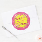  Roze en Gouden Verjaardag Softbal Stickers (Envelop)