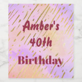 roze en gouden verjaardag wijn etiket (Enkel label)