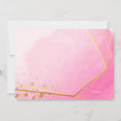 Roze en gouden verjaardagsuitnodiging kaart (Achterkant)