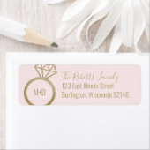 Roze en gouden Verloving Ring Wedding Etiket (Insitu)