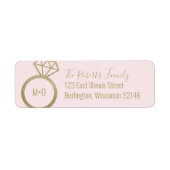Roze en gouden Verloving Ring Wedding Etiket (Voorkant)