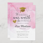 Roze en gouden verpleegkundige afstuderen uitnodig kaart (Voorkant / Achterkant)